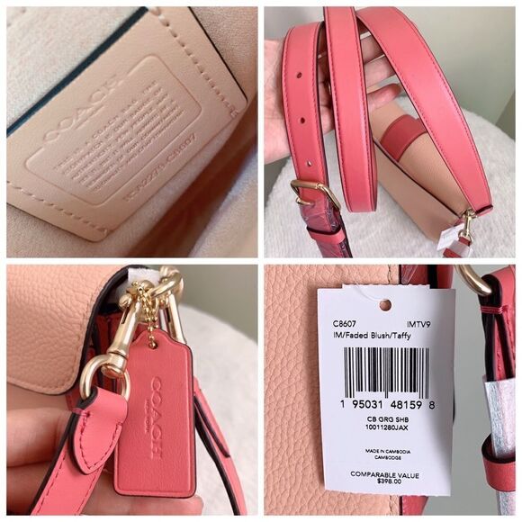 New Coach Genuine Leather Shoulder Bag In Colorblock - Picture 15 of 16